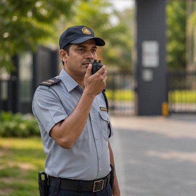 Security officer at community gate